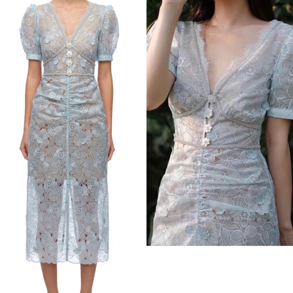 NWT Self portrait 3D floral dress with retail price $525+tax